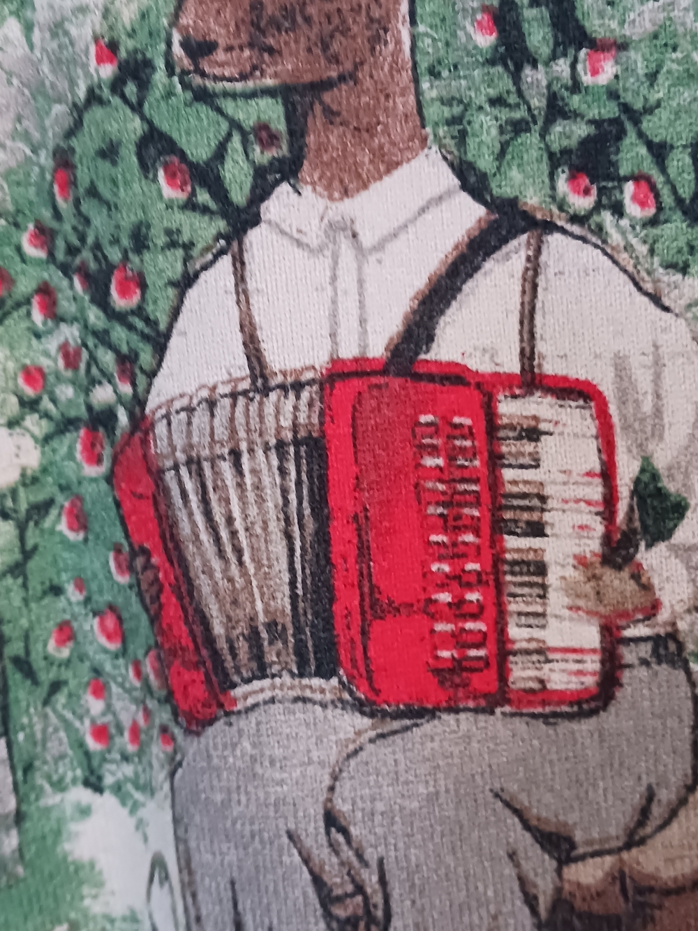 Whimsical Thick Floral Animal Print Sweater in Cream and Red - Picture 4 of 9